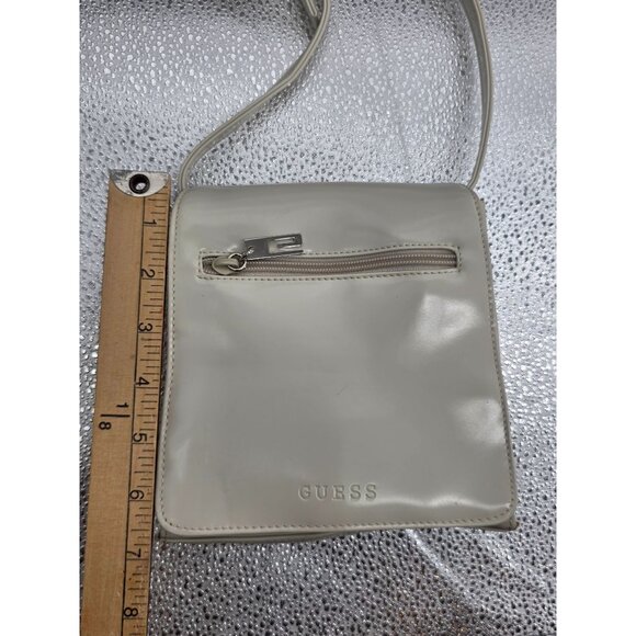 Guess Cream Crossbody Bag With Front Pocket & Zipper Closure - Picture 13 of 14